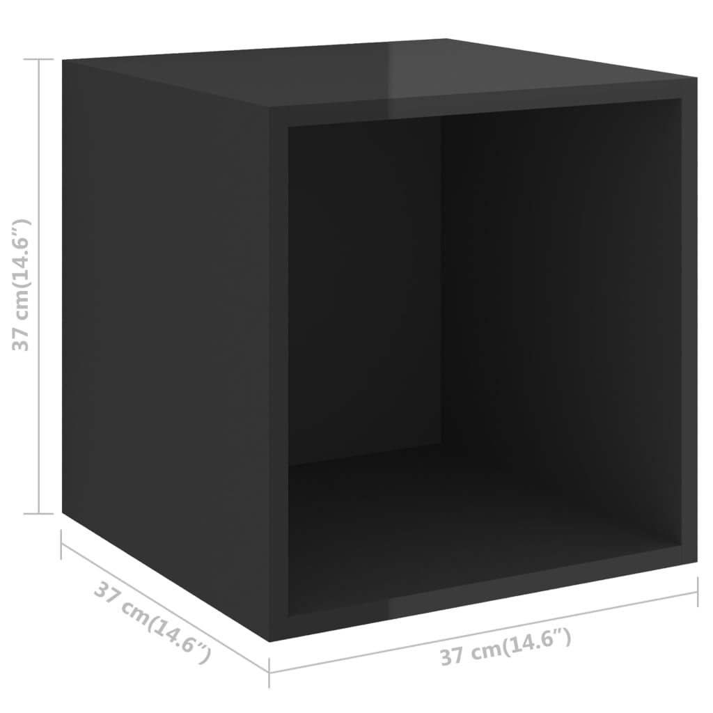 Wall Cabinets 2 pcs High Gloss Black 37x37x37 cm Engineered Wood - Newstart Furniture