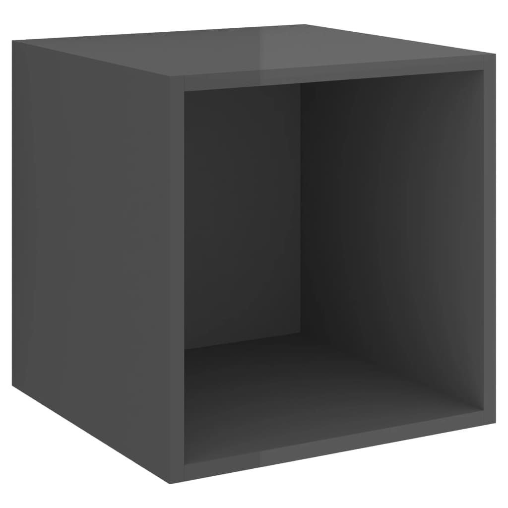 Wall Cabinet High Gloss Grey 37x37x37 cm Engineered Wood - Newstart Furniture