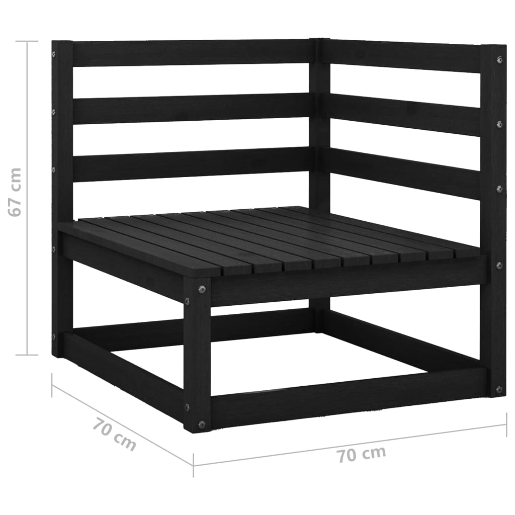 Garden Corner Sofas 2 pcs Black Solid Pinewood - Newstart Furniture