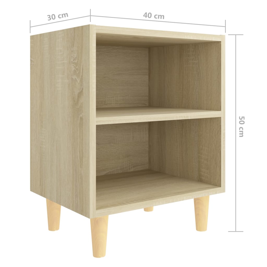 Bed Cabinets with Solid Wood Legs 2 pcs Sonoma Oak 40x30x50 cm - Newstart Furniture