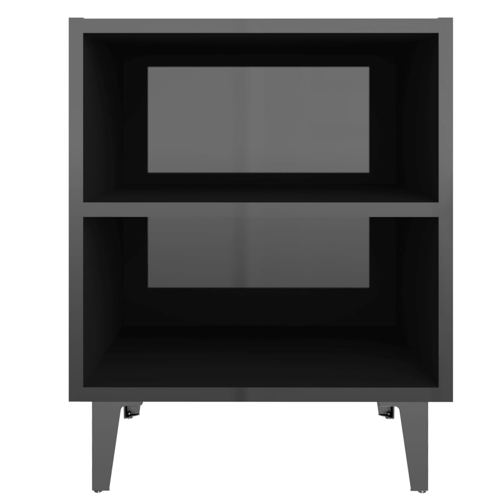 Bed Cabinets with Metal Legs 2 pcs High Gloss Black 40x30x50 cm