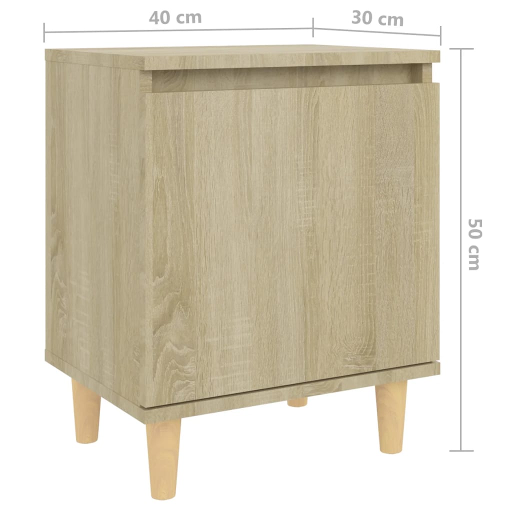 Bed Cabinet with Solid Wood Legs Sonoma Oak 40x30x50 cm - Newstart Furniture