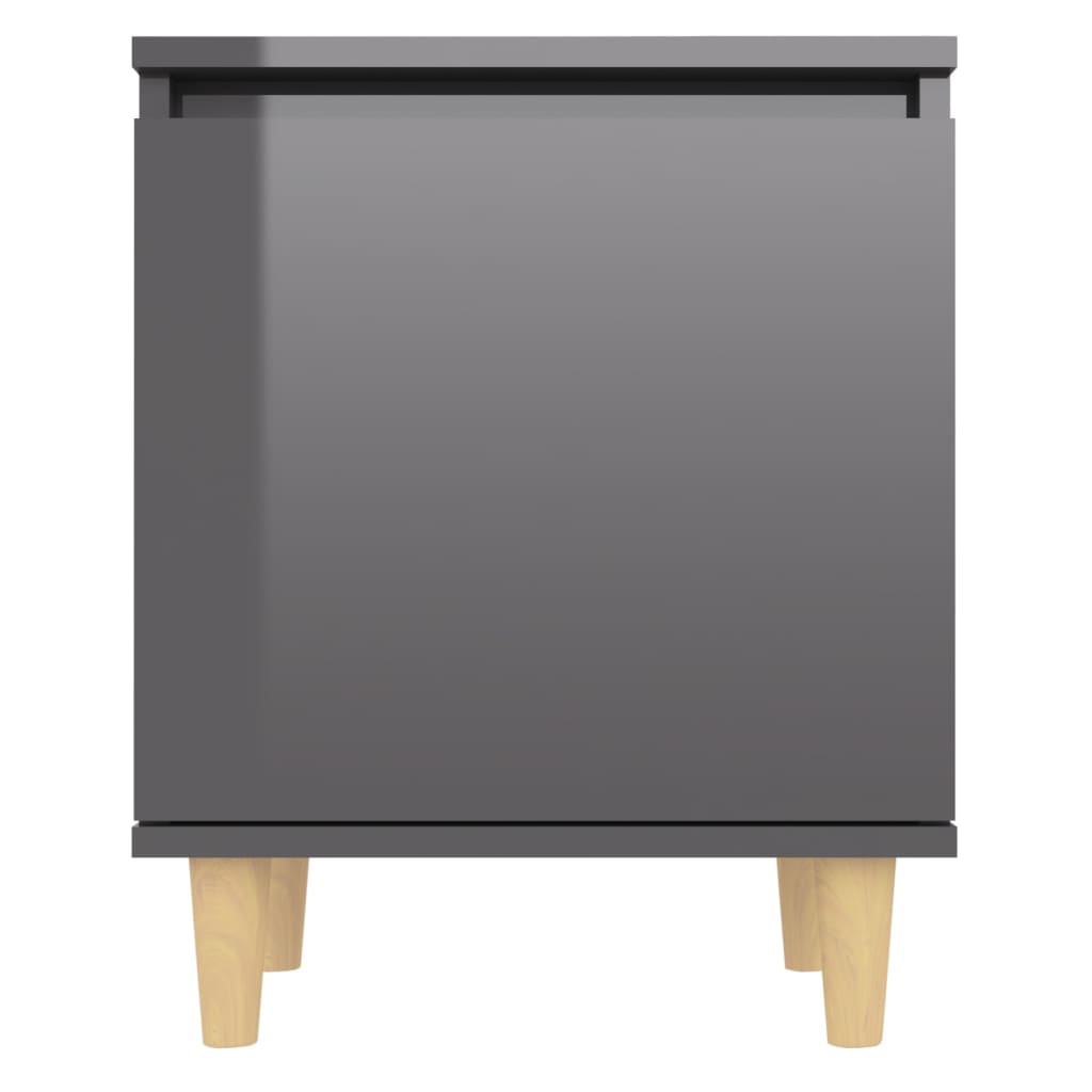 Bed Cabinets Solid Wood Legs 2 pcs High Gloss Grey 40x30x50 cm - Newstart Furniture