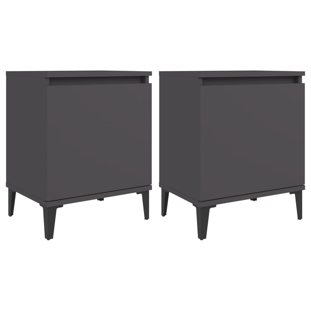Bed Cabinets with Metal Legs 2 pcs Grey 40x30x50 cm - Newstart Furniture