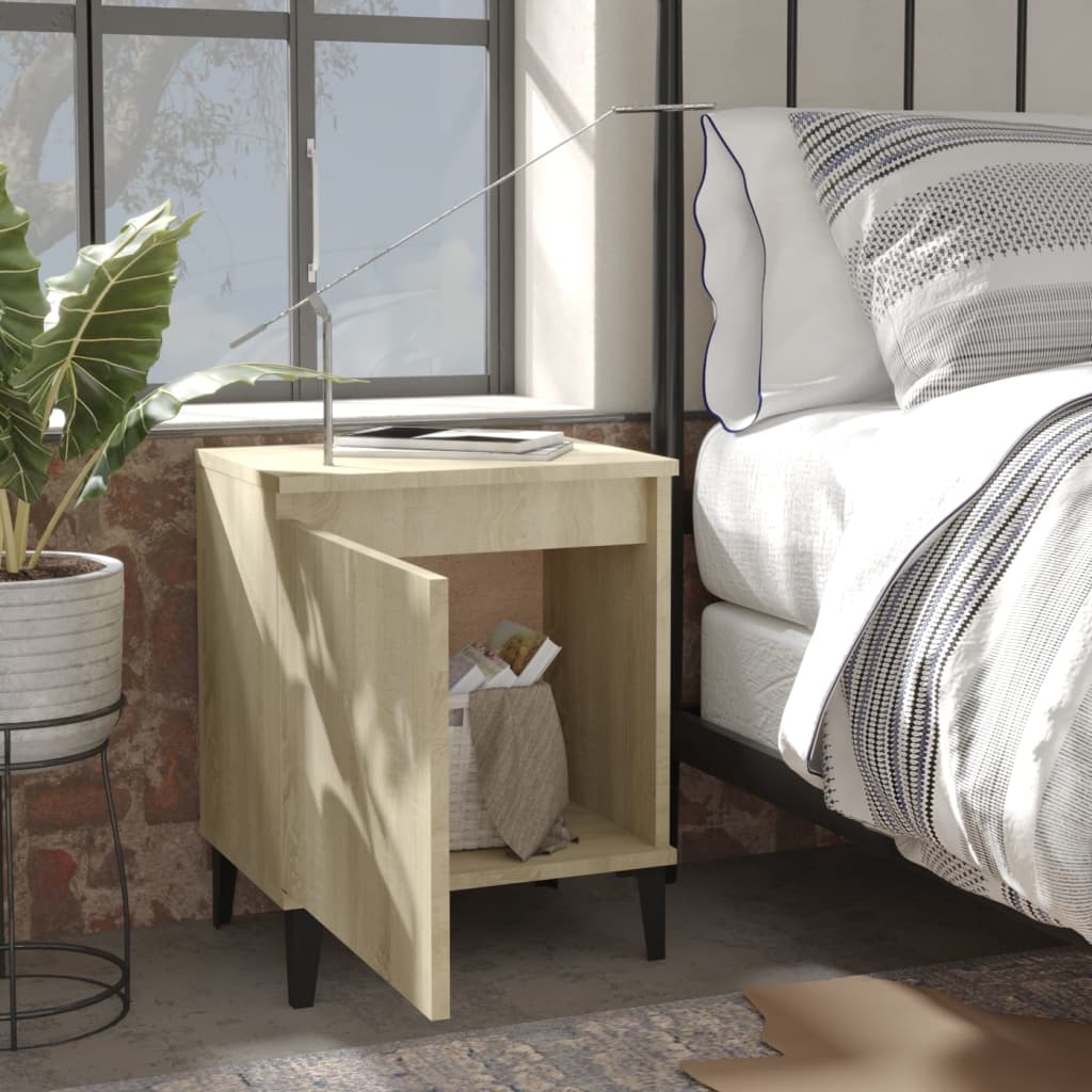 Bed Cabinets with Metal Legs 2 pcs Sonoma Oak 40x30x50 cm - Newstart Furniture