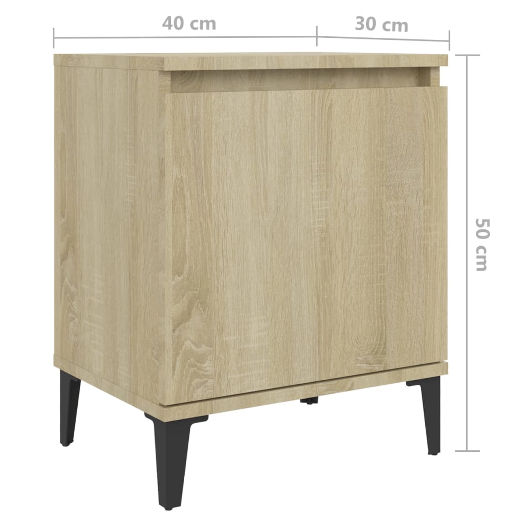 Bed Cabinets with Metal Legs 2 pcs Sonoma Oak 40x30x50 cm - Newstart Furniture