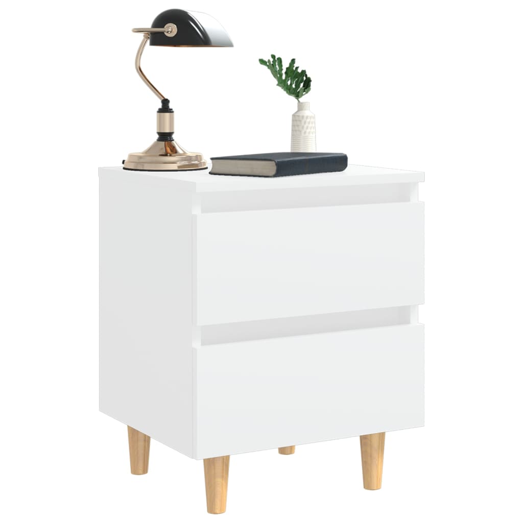 Bed Cabinets with Solid Pinewood Legs 2 pcs White 40x35x50 cm - Newstart Furniture