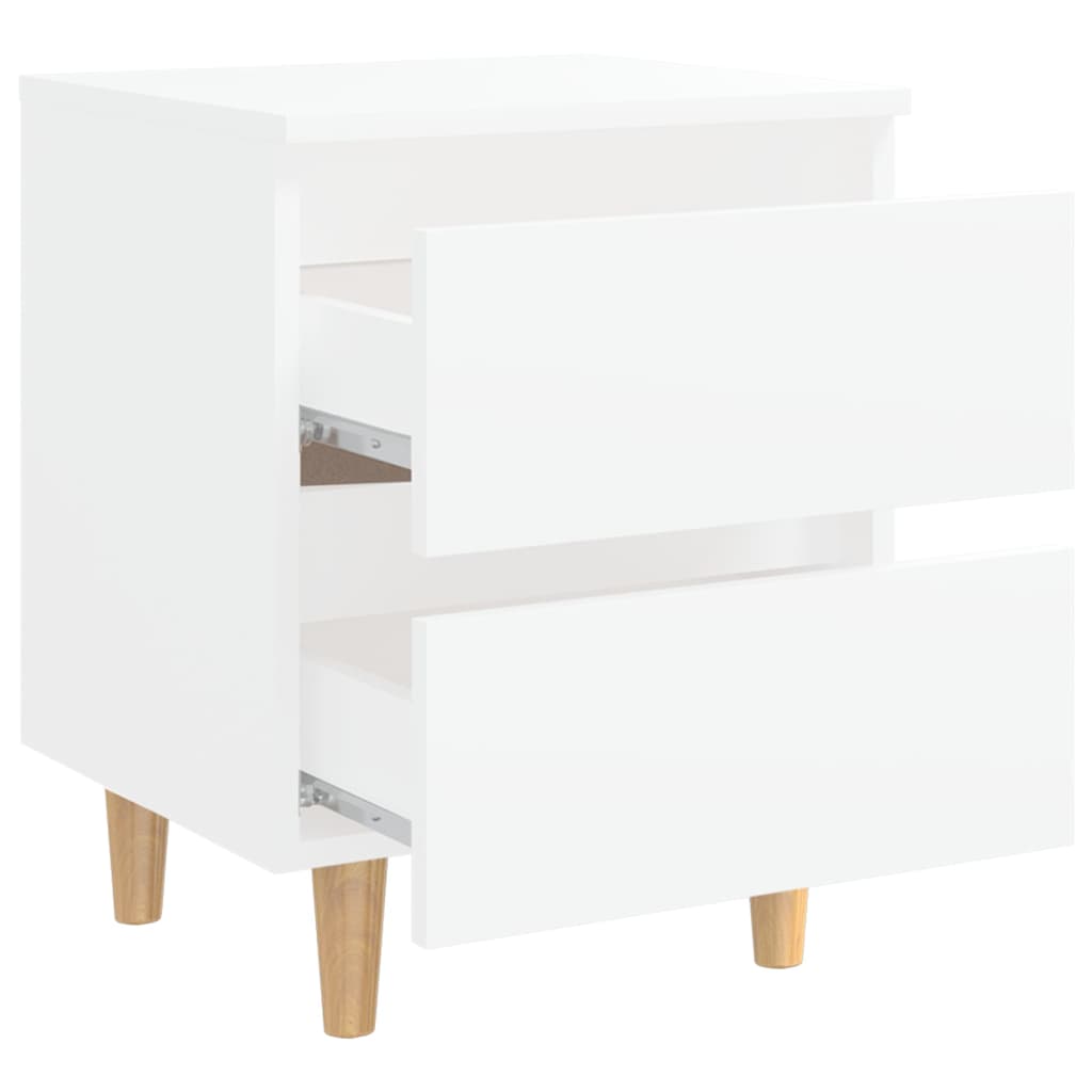 Bed Cabinets with Solid Pinewood Legs 2 pcs White 40x35x50 cm - Newstart Furniture
