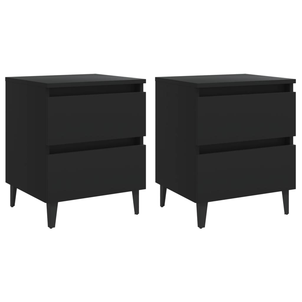 Bed Cabinets 2 pcs Black 40x35x50 cm Engineered Wood - Newstart Furniture