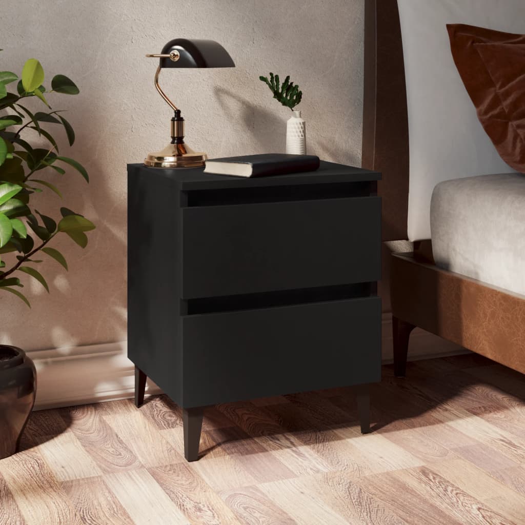 Bed Cabinets 2 pcs Black 40x35x50 cm Engineered Wood - Newstart Furniture