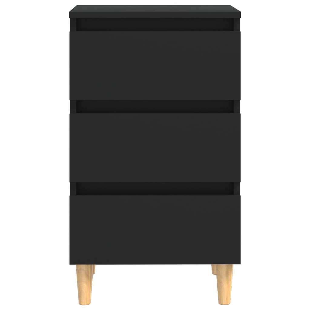 Bed Cabinets with Solid Wood Legs 2 pcs Black 40x35x69 cm - Newstart Furniture
