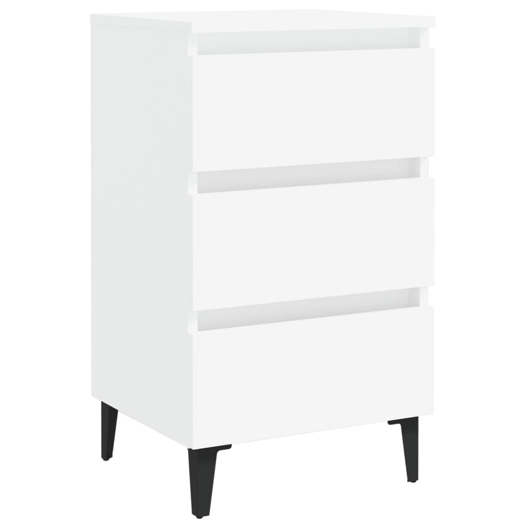 Bed Cabinet with Metal Legs White 40x35x69 cm - Newstart Furniture