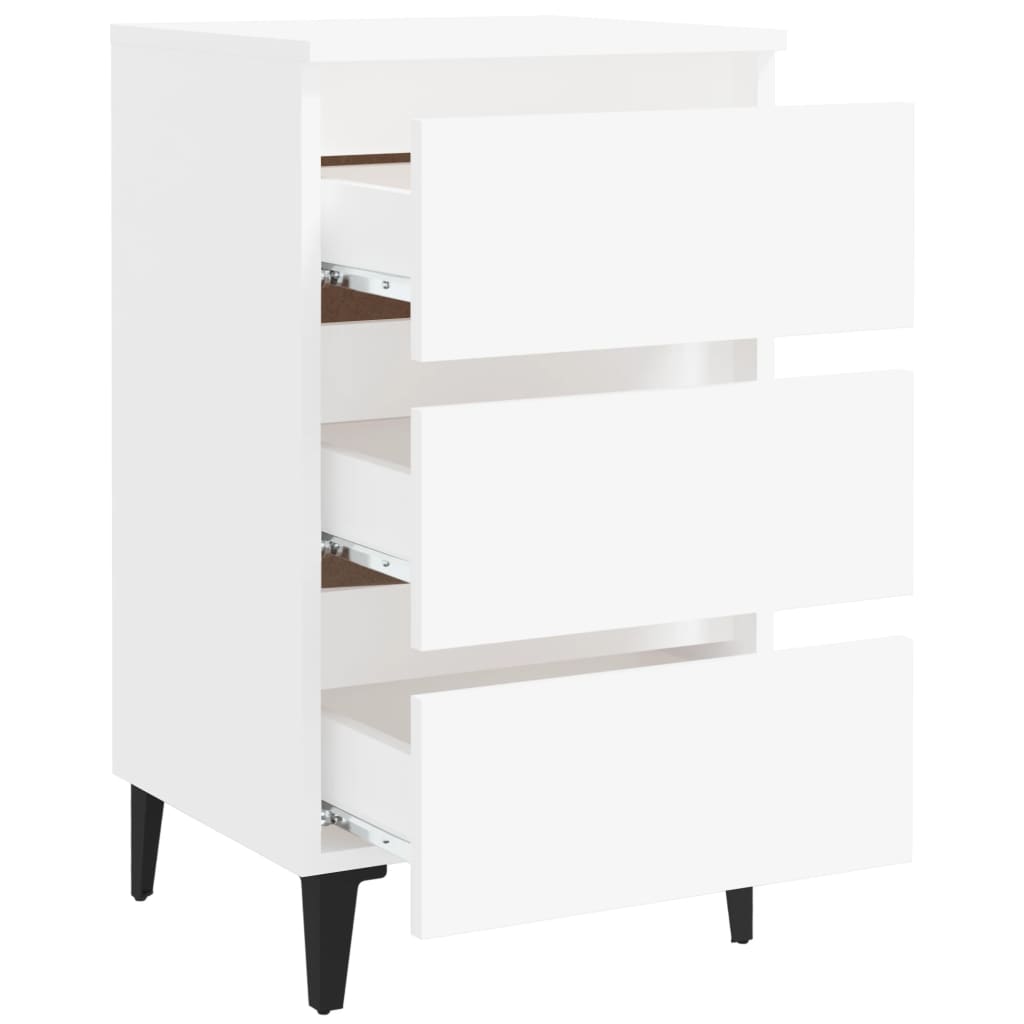 Bed Cabinet with Metal Legs 2 pcs White 40x35x69 cm - Newstart Furniture