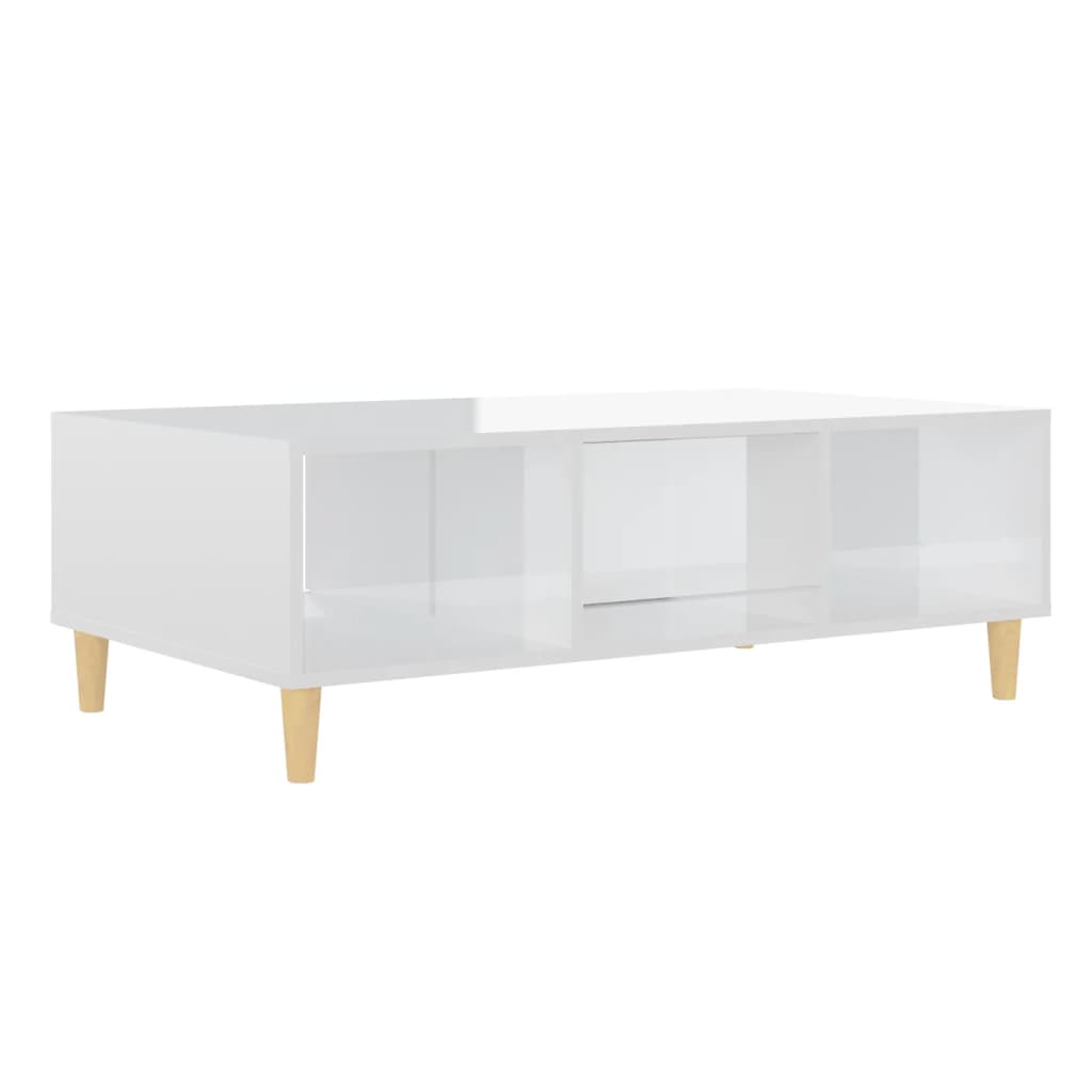 Coffee Table High Gloss White 103.5x60x35 cm Engineered Wood - Newstart Furniture