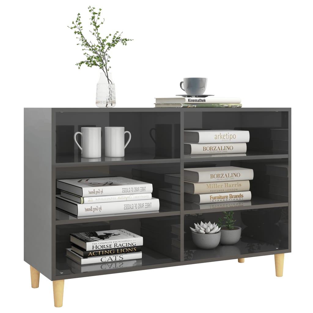 Sideboard High Gloss Grey 103.5x35x70 cm Engineered Wood - Newstart Furniture