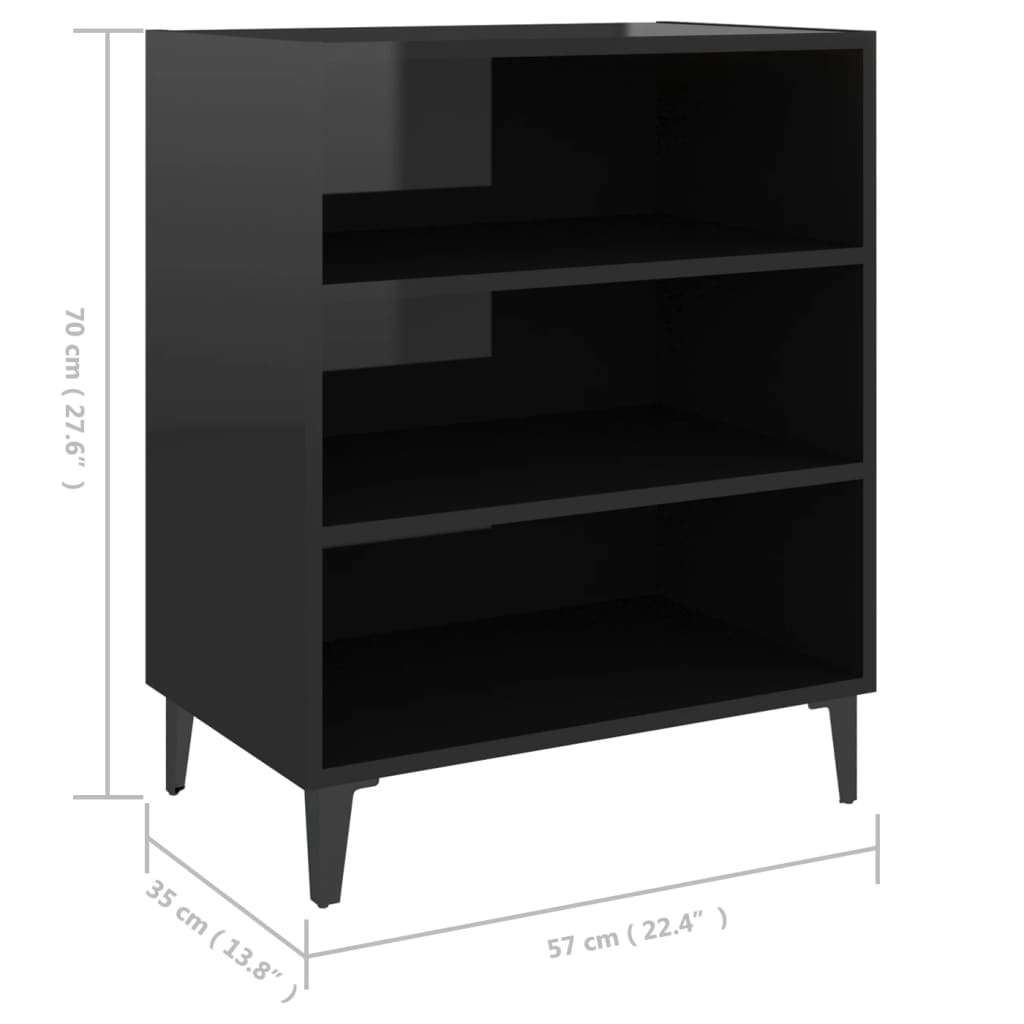 Sideboard High Gloss Black 57x35x70 cm Engineered Wood - Newstart Furniture