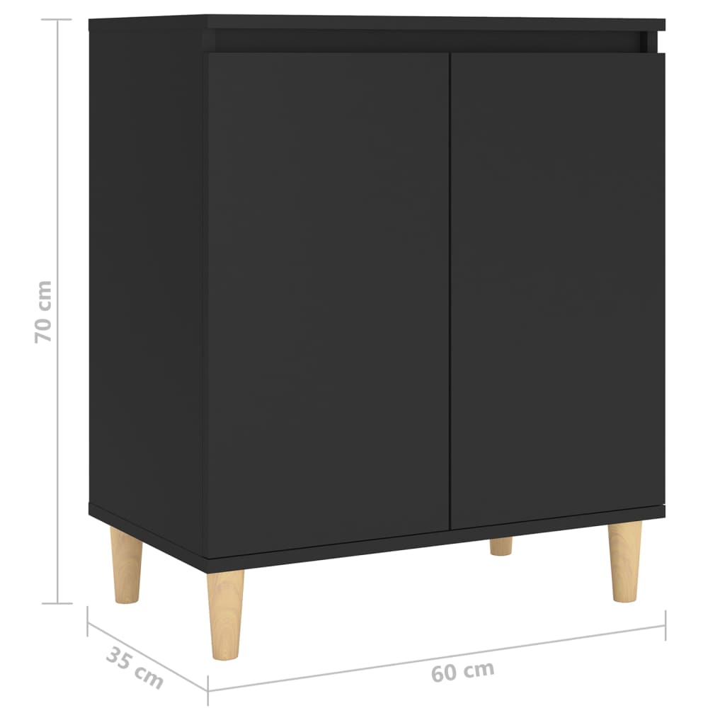 Sideboard with Solid Wood Legs Black 60x35x70 cm Engineered Wood - Newstart Furniture