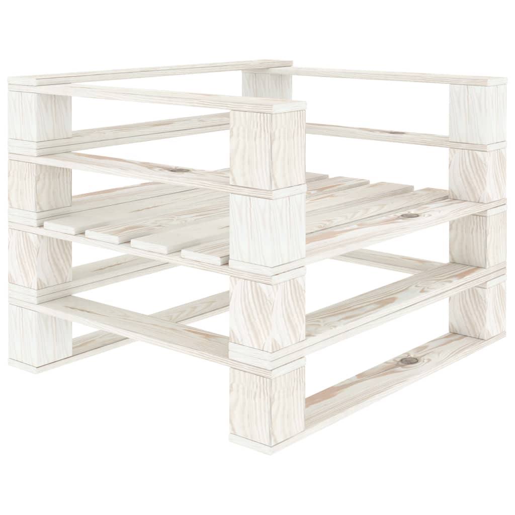 6 Piece Garden Pallet Lounge Set Wood White - Newstart Furniture