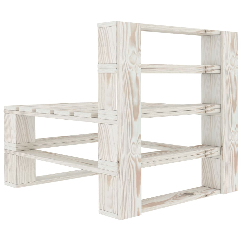 Garden Pallet Sofa White 4-Seater Wood - Newstart Furniture
