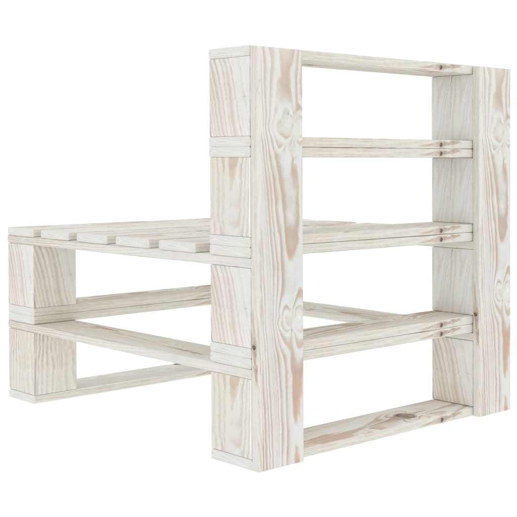 Garden Pallet Sofa White 3-Seater Wood - Newstart Furniture