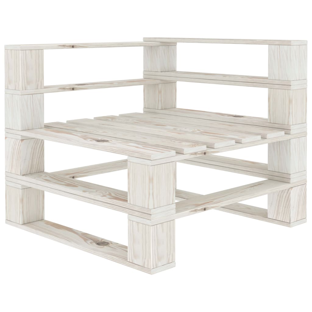 Garden Pallet Sofa White 3-Seater Wood - Newstart Furniture