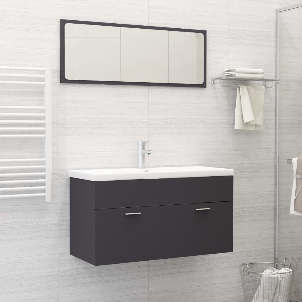 Bathroom Furniture Set Grey Engineered Wood - Newstart Furniture