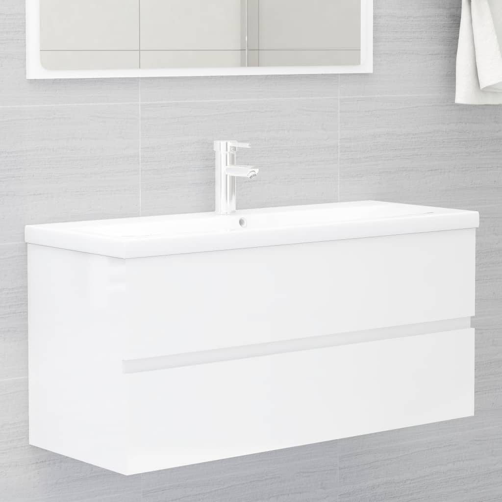Bathroom Furniture Set High Gloss White Engineered Wood - Newstart Furniture