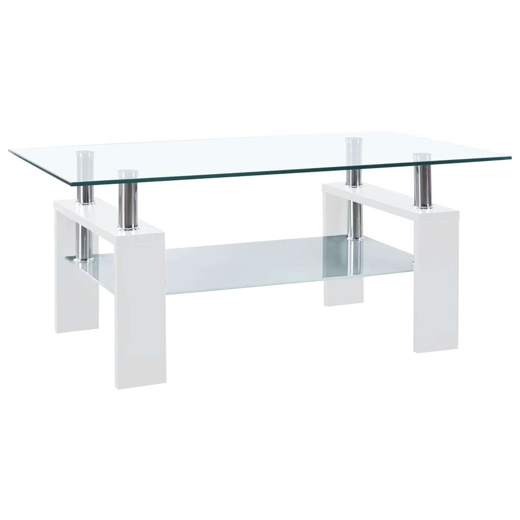 Coffee Table White and Transparent 95x55x40 cm Tempered Glass - Newstart Furniture