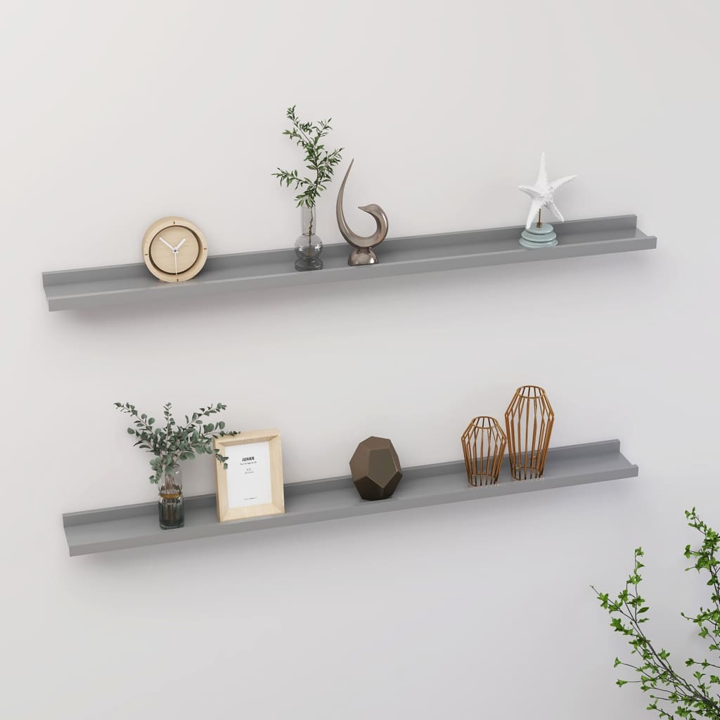 Wall Shelves 2 pcs Grey 100x9x3 cm - Newstart Furniture