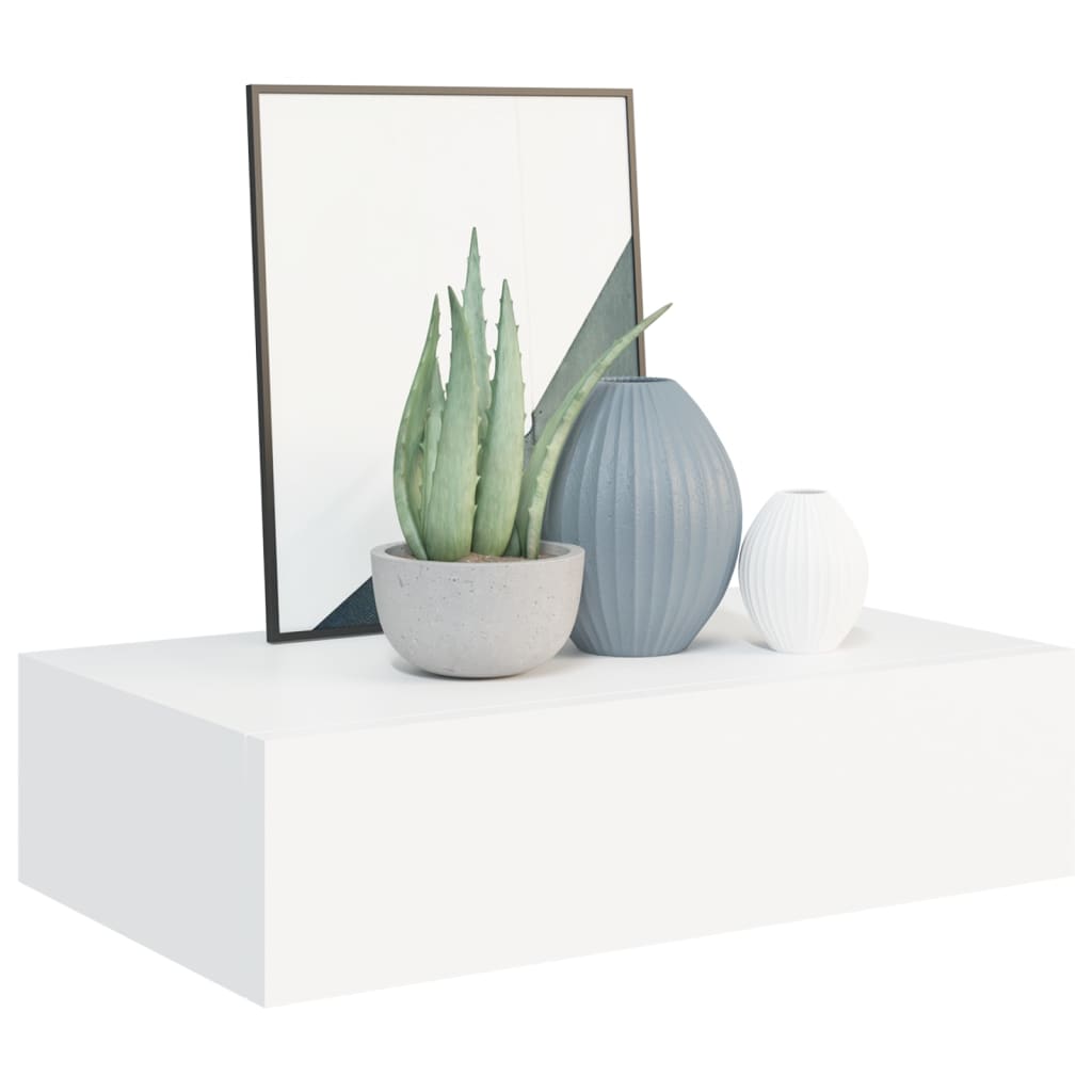 Wall-mounted Drawer Shelf White 40x23.5x10cm MDF - Newstart Furniture