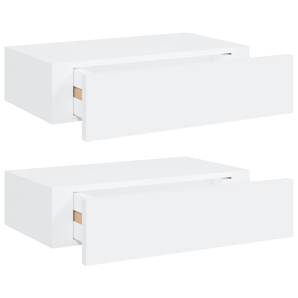 Wall-mounted Drawer Shelves 2 pcs White 40x23.5x10 cm MDF - Newstart Furniture
