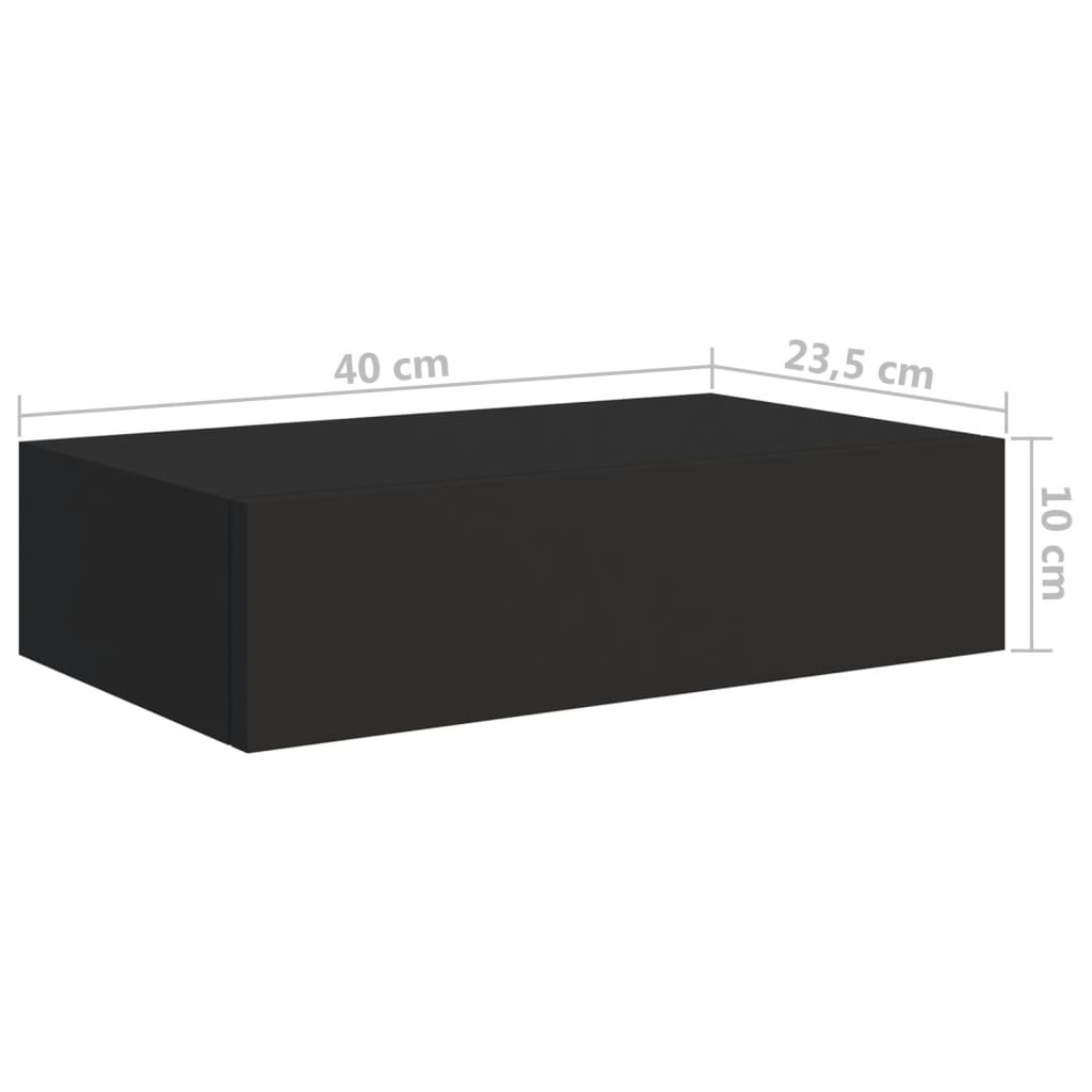 Wall-mounted Drawer Shelf Black 40x23.5x10cm MDF - Newstart Furniture
