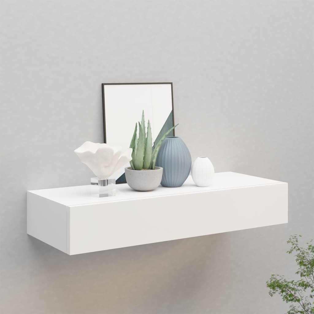 Wall-mounted Drawer Shelf White 60x23.5x10 cm MDF - Newstart Furniture