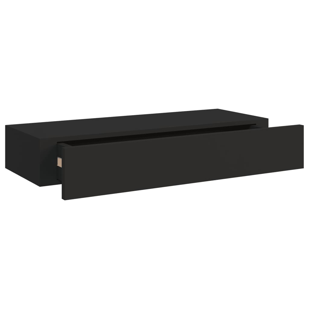 Wall-mounted Drawer Shelf Black 60x23.5x10cm MDF - Newstart Furniture