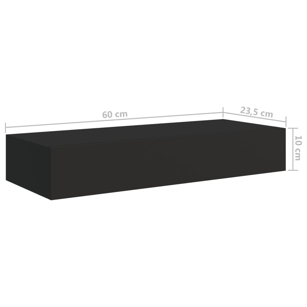 Wall-mounted Drawer Shelf Black 60x23.5x10cm MDF - Newstart Furniture