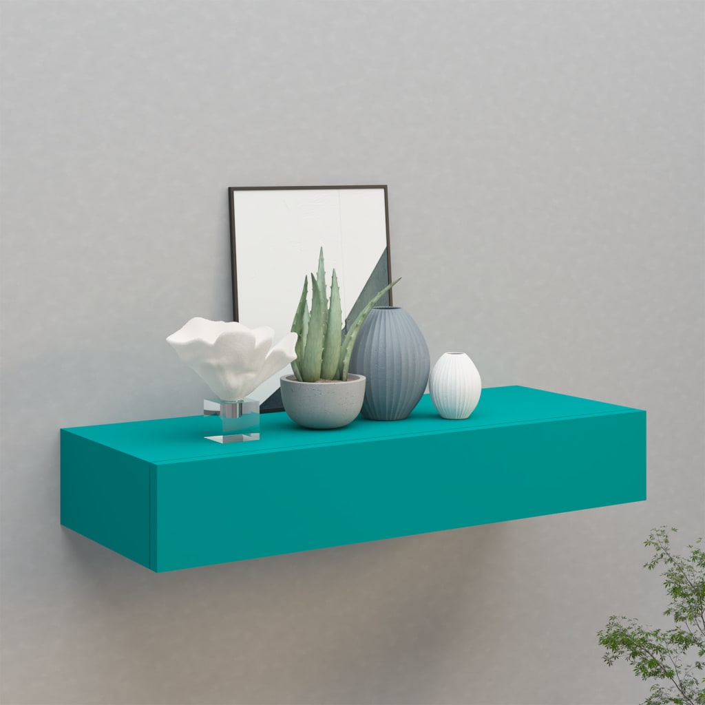 Wall-mounted Drawer Shelf Blue 60x23.5x10cm MDF - Newstart Furniture