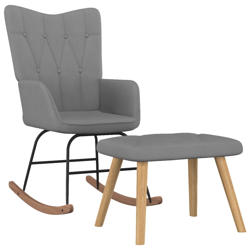 Rocking Chair with a Stool Dark Grey Fabric - Newstart Furniture