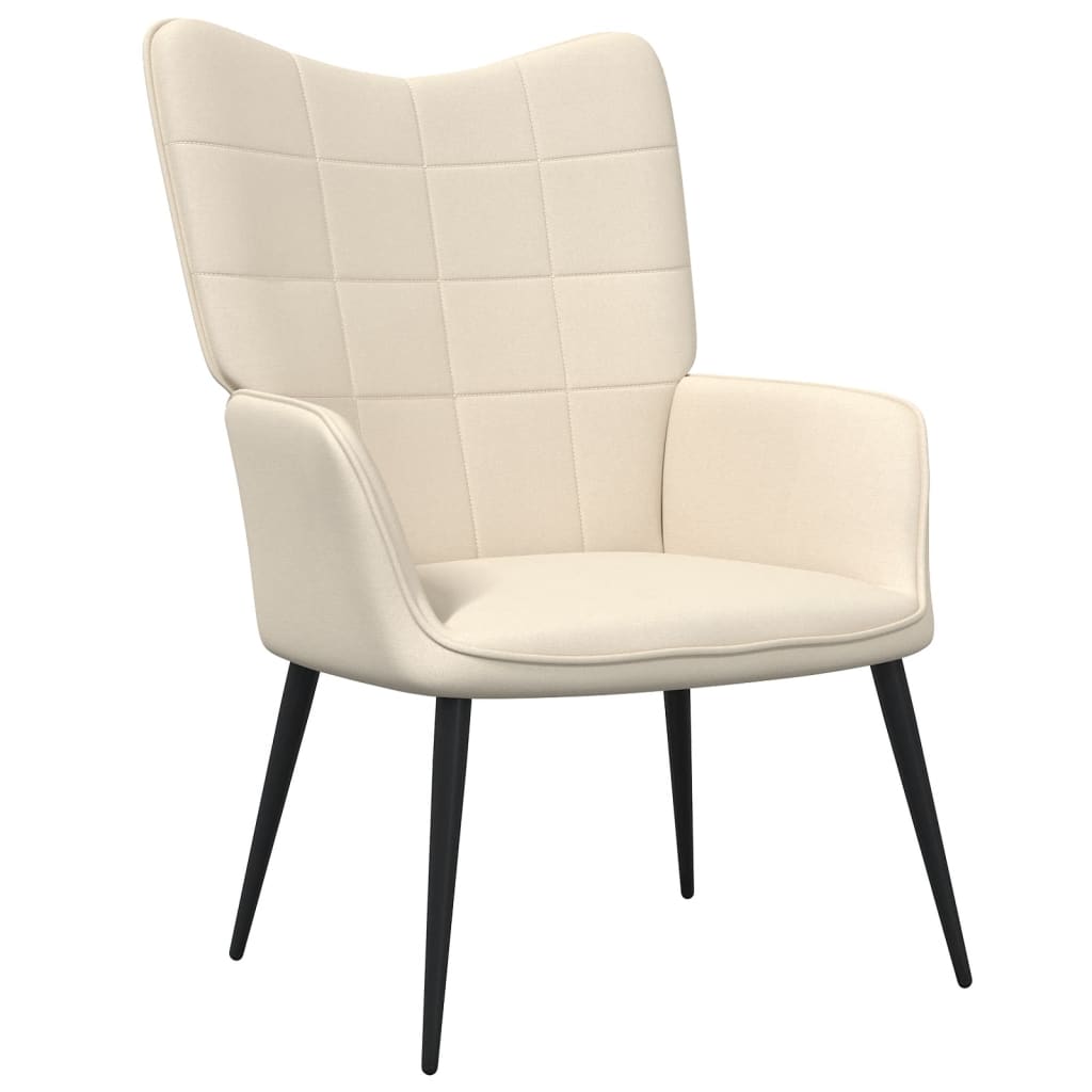 Relaxing Chair with a Stool Cream Fabric - Newstart Furniture
