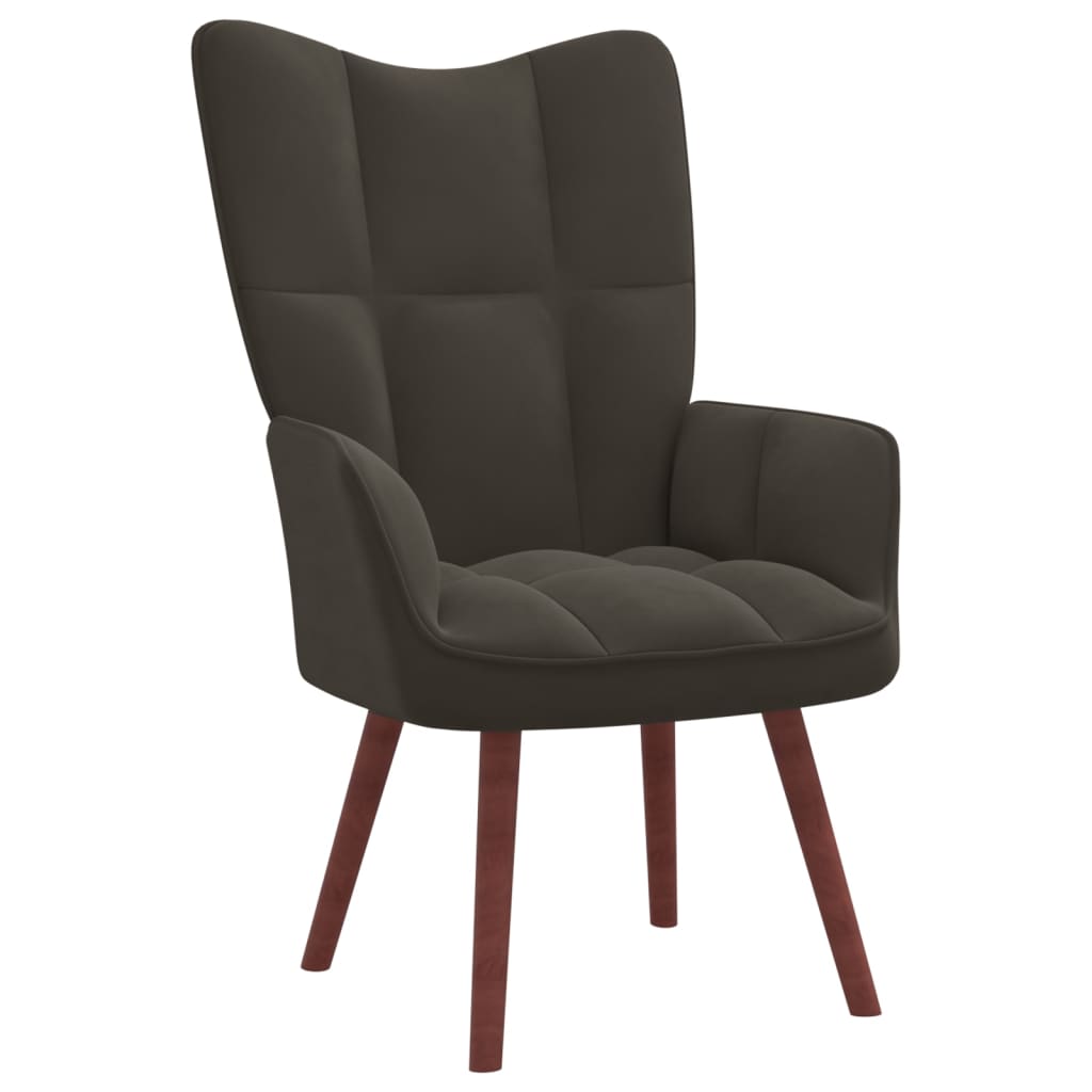 Relaxing Chair with a Stool Dark Grey Velvet - Newstart Furniture