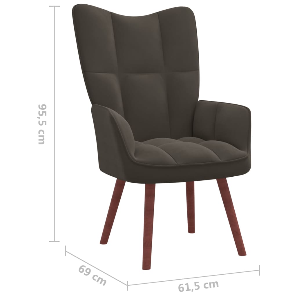 Relaxing Chair with a Stool Dark Grey Velvet - Newstart Furniture