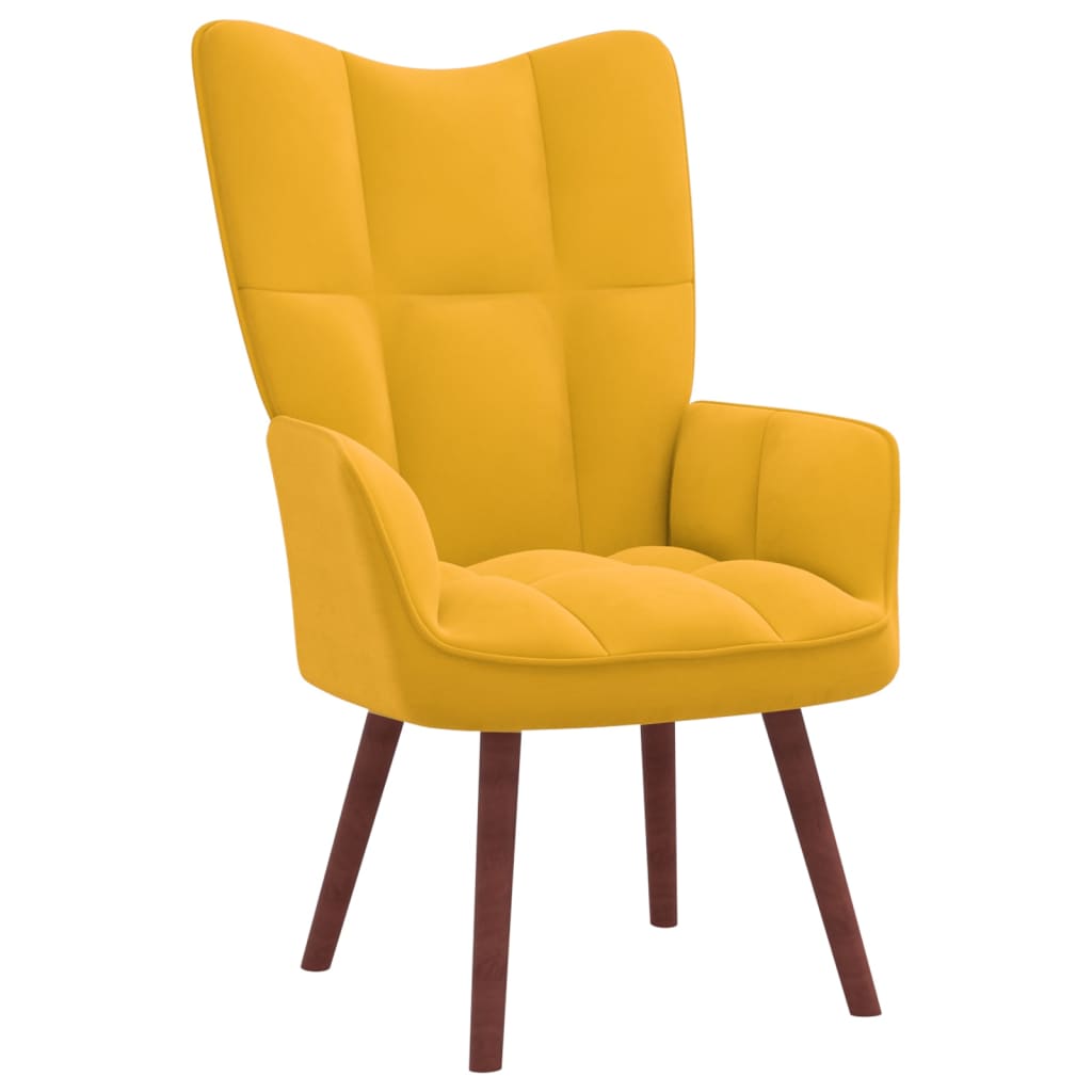Relaxing Chair with a Stool Mustard Yellow Velvet - Newstart Furniture