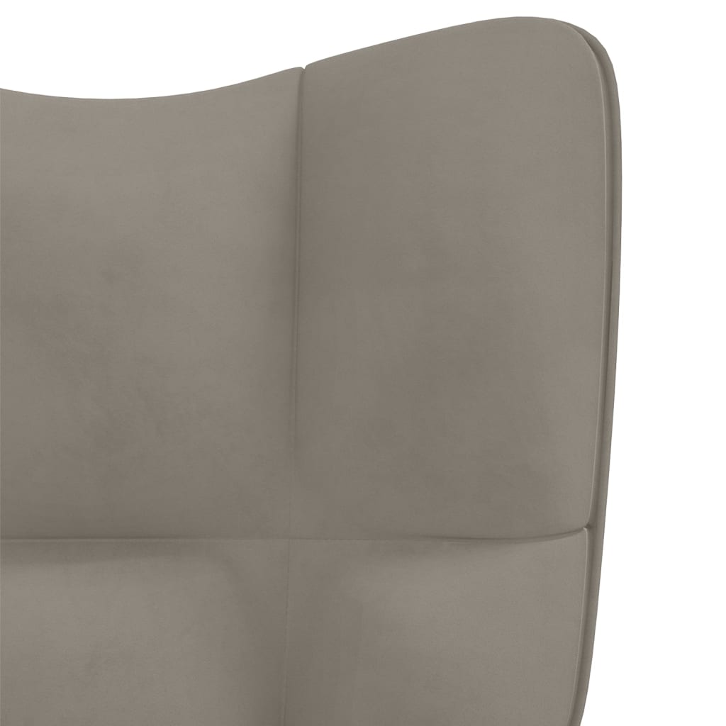 Rocking Chair with a Stool Light Grey Velvet - Newstart Furniture