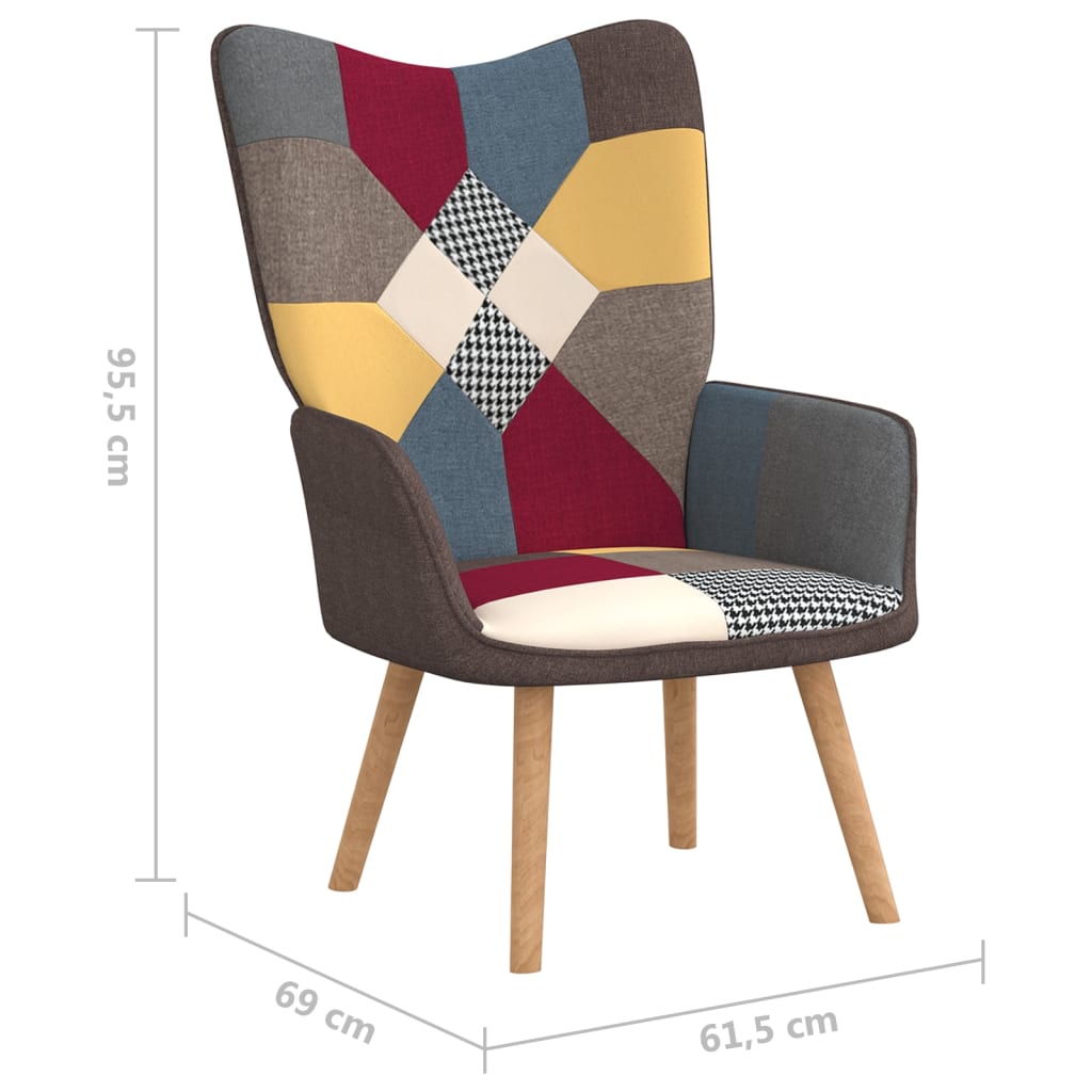 Relaxing Chair with a Stool Patchwork Fabric - Newstart Furniture