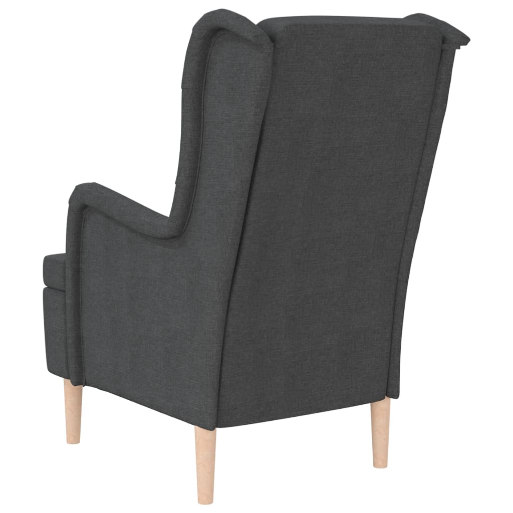 Armchair with Solid Rubber Wood Feet Dark Grey Fabric - Newstart Furniture