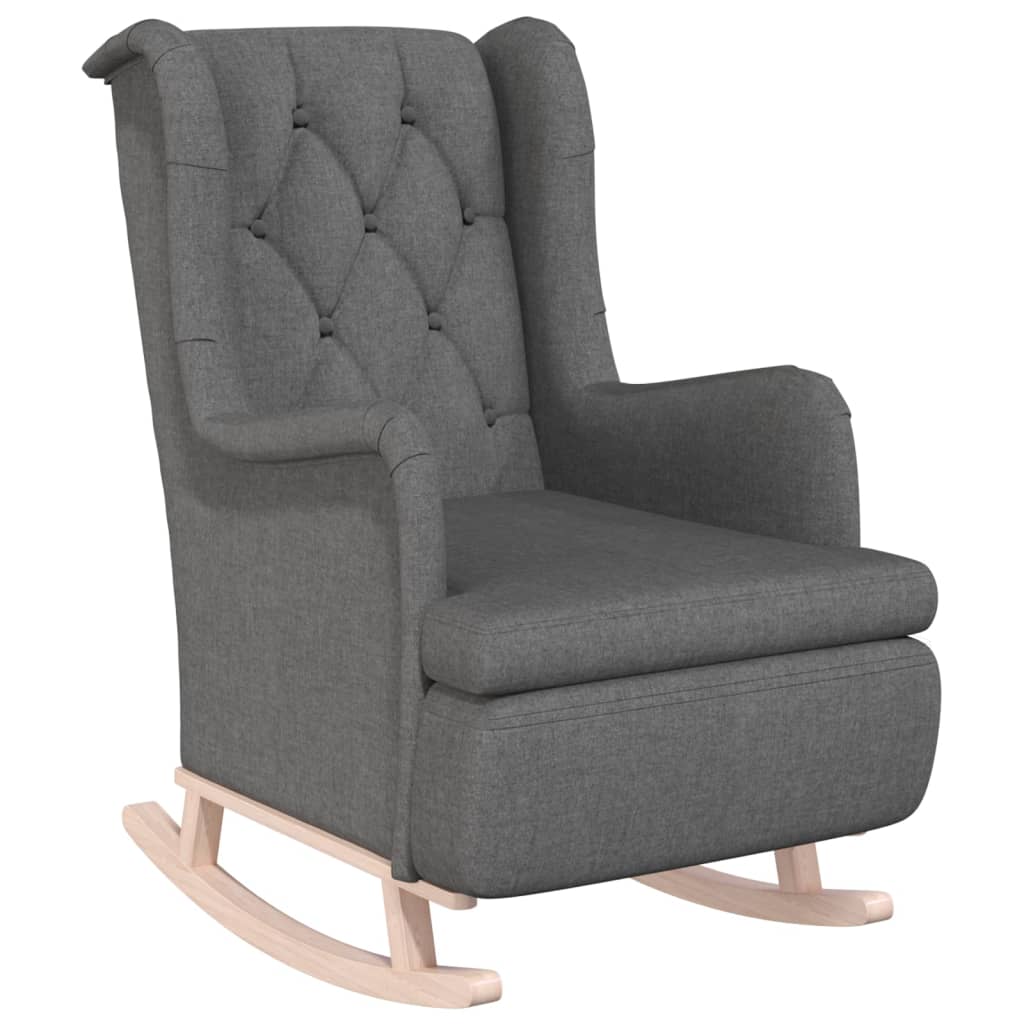 Armchair with Solid Rubber Wood Rocking Legs Light Grey Fabric - Newstart Furniture