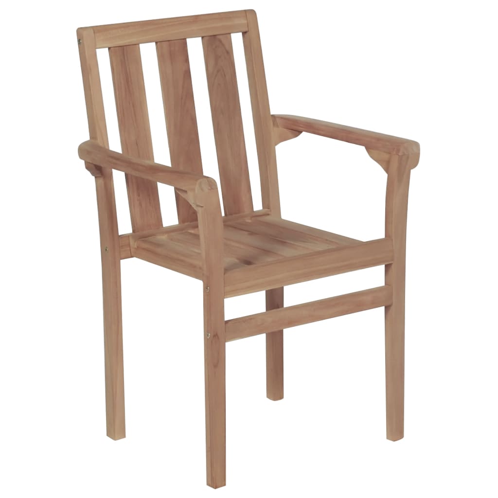 Stackable Garden Chairs with Cushions 4 pcs Solid Teak Wood - Newstart Furniture