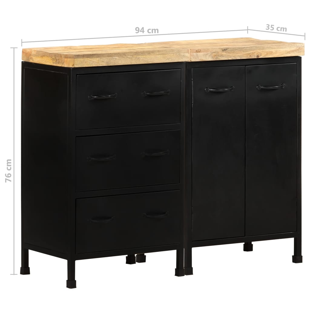Sideboard with 3 Drawers and 2 Doors Rough Mango Wood - Newstart Furniture