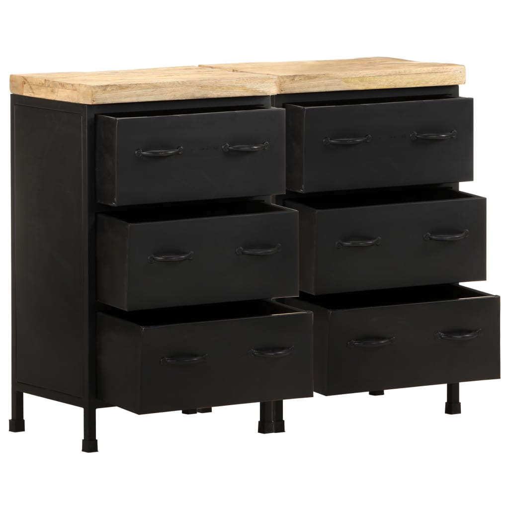 Sideboard with 6 Drawers Rough Mango Wood - Newstart Furniture
