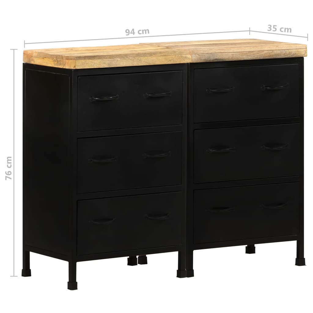 Sideboard with 6 Drawers Rough Mango Wood - Newstart Furniture