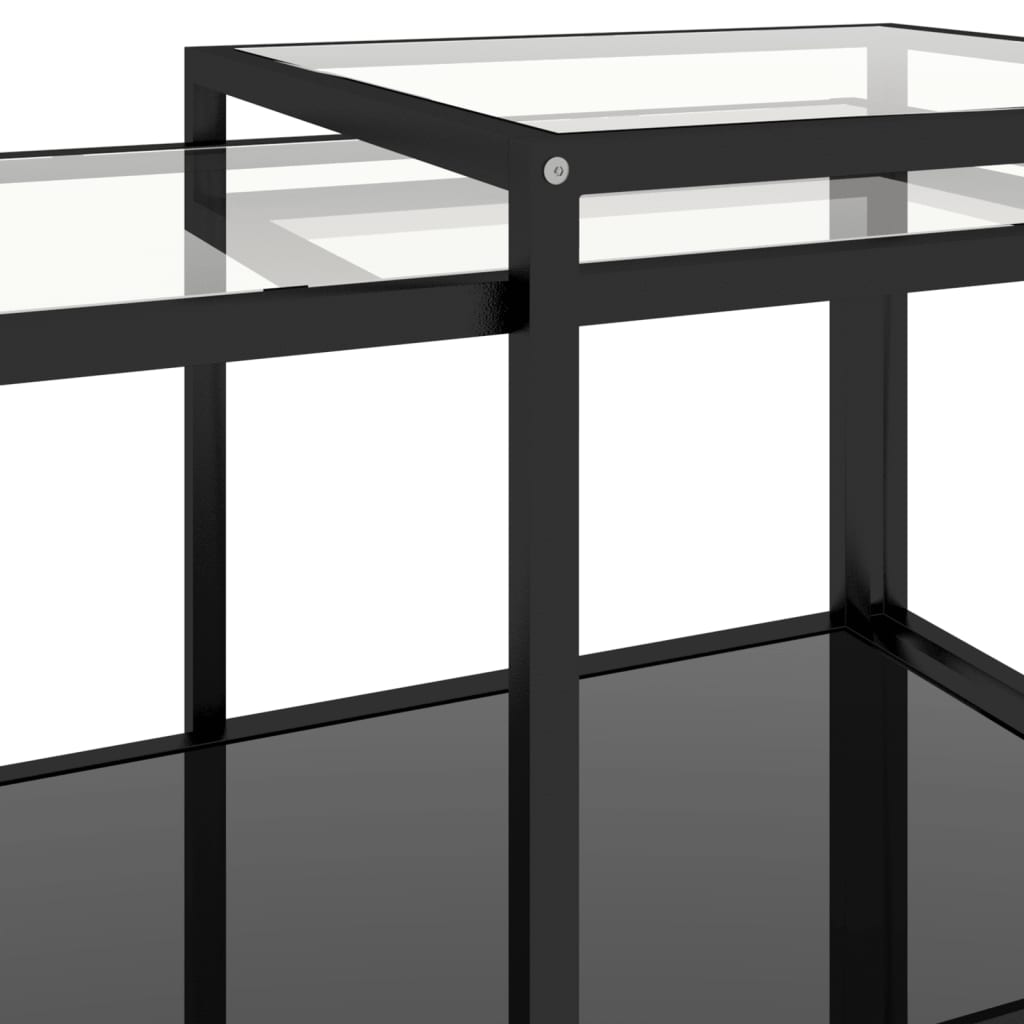 Tea Tables 2 pcs Tempered Glass Black - Newstart Furniture